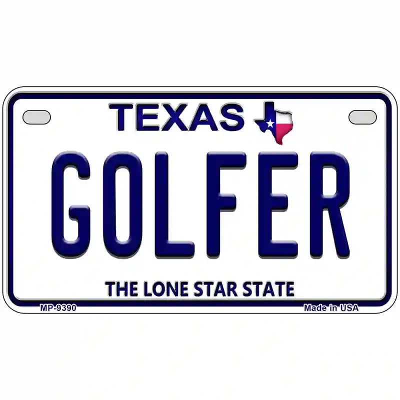 Golfer Texas Novelty Metal License Plate 7" x 4" (MP)