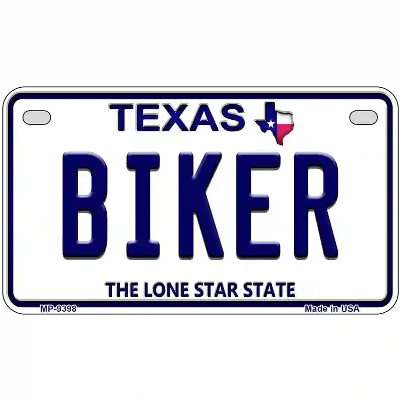 Biker Texas Novelty Metal License Plate 7" x 4" (MP)