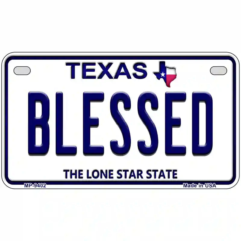 Blessed Texas Novelty Metal License Plate 7" x 4" (MP)