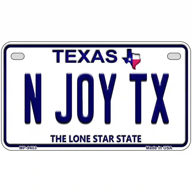 N Joy TX Texas Novelty Metal License Plate 7" x 4" (MP)