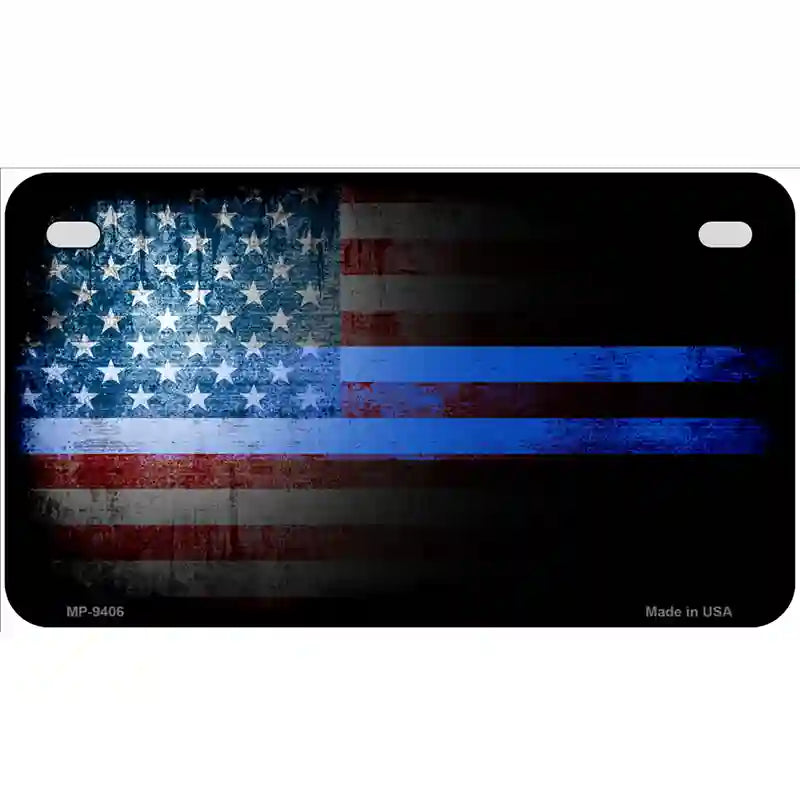 American Flag Police Novelty Metal License Plate 7" x 4" (MP)