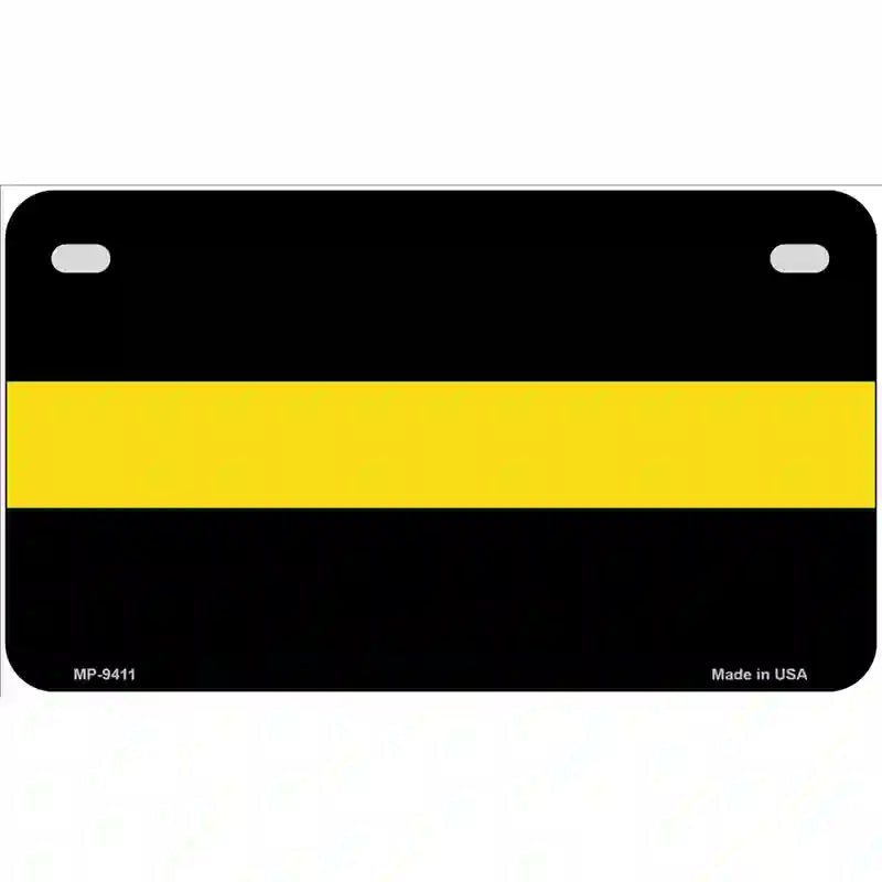 Thin Yellow Line Novelty Metal License Plate 7" x 4" (MP)