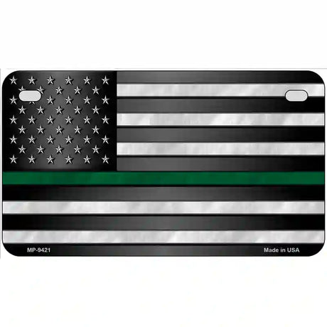 American Flag Thin Green Line Novelty Metal License Plate 7" x 4" (MP)