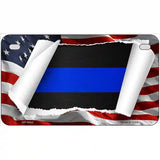 Thin Blue Line Scroll Metal Novelty License Plate 7" x 4" (MP)