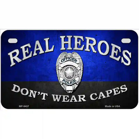 Real Heroes Blue Metal Novelty License Plate 7" x 4" (MP)