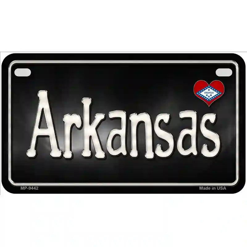 Arkansas Flag Script Metal Novelty License Plate 7" x 4" (MP)