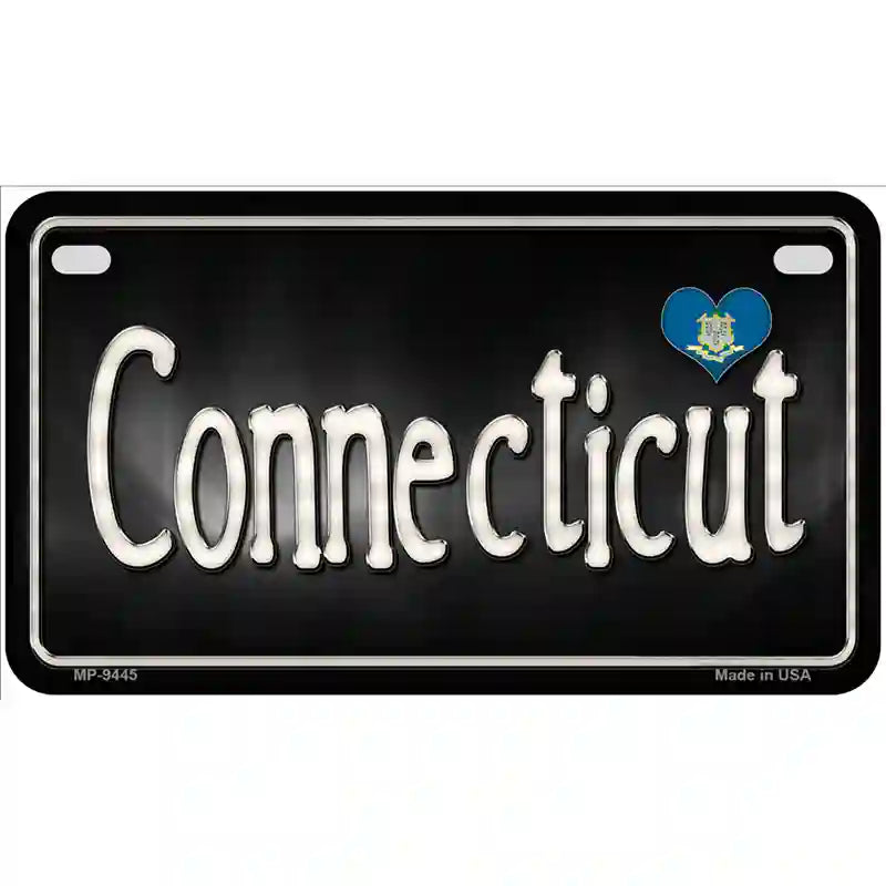 Connecticut Flag Script Metal Novelty License Plate 7" x 4" (MP)