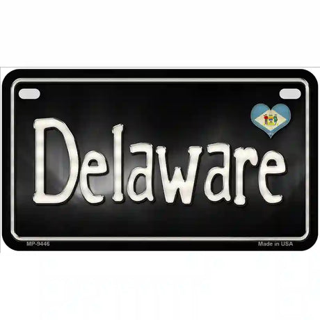 Delaware Flag Script Metal Novelty License Plate 7" x 4" (MP)