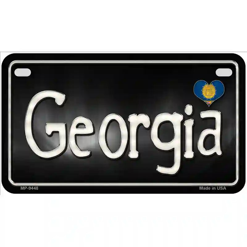 Georgia Flag Script Metal Novelty License Plate 7" x 4" (MP)