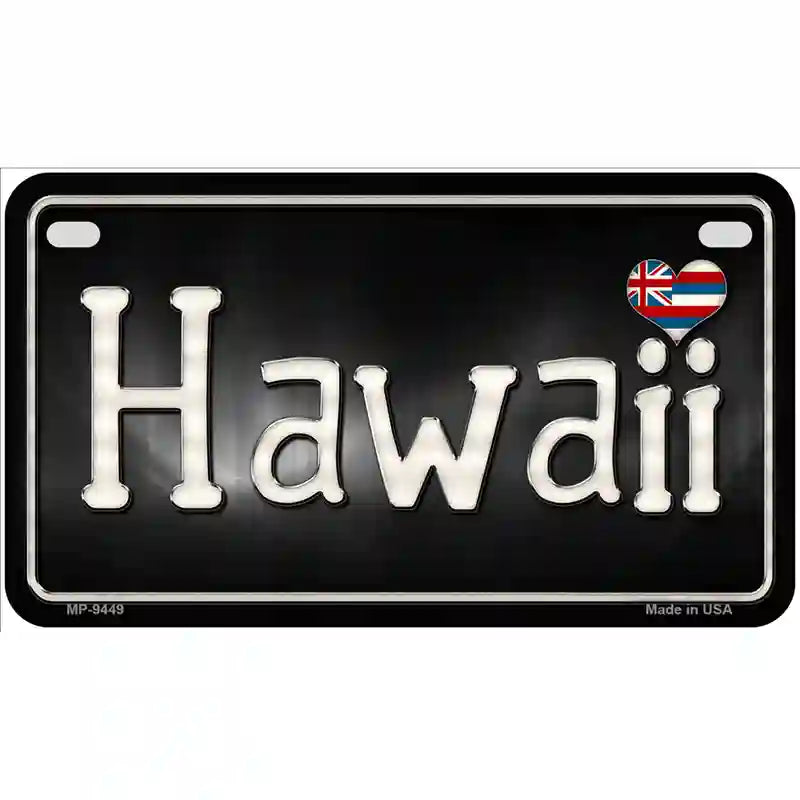 Hawaii Flag Script Metal Novelty License Plate 7" x 4" (MP)