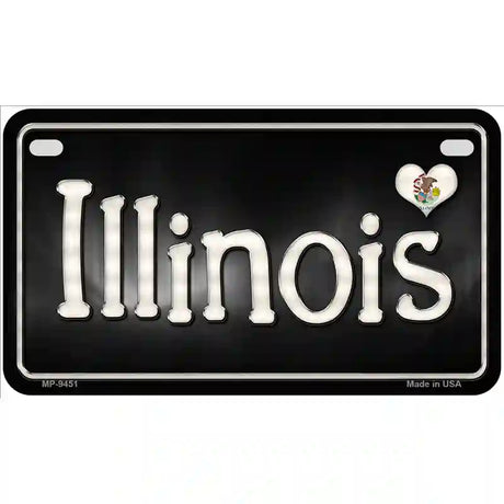 Illinois Flag Script Metal Novelty License Plate 7" x 4" (MP)