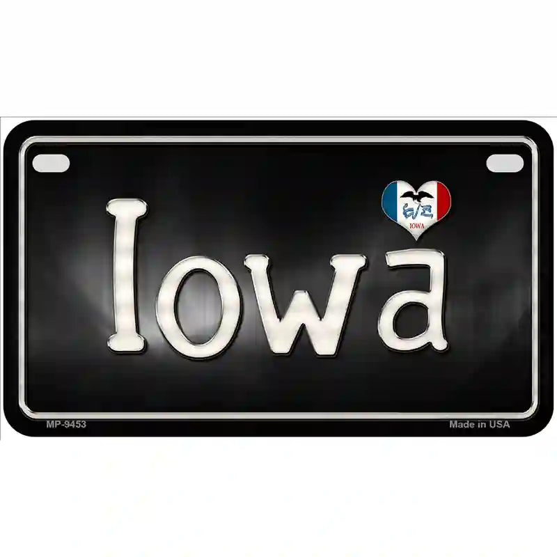 Iowa Flag Script Metal Novelty License Plate 7" x 4" (MP)