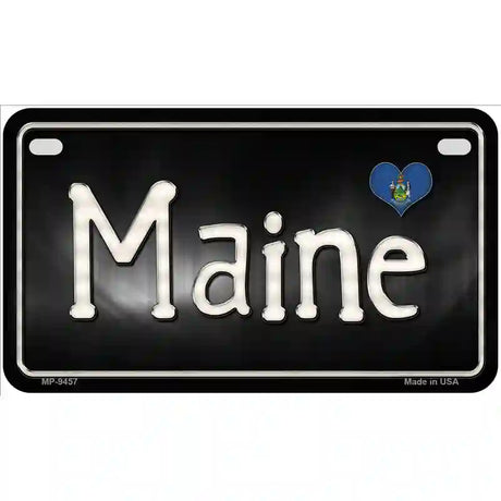 Maine Flag Script Metal Novelty License Plate 7" x 4" (MP)