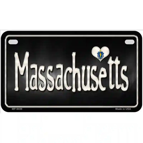 Massachusetts Flag Script Metal Novelty License Plate 7" x 4" (MP)