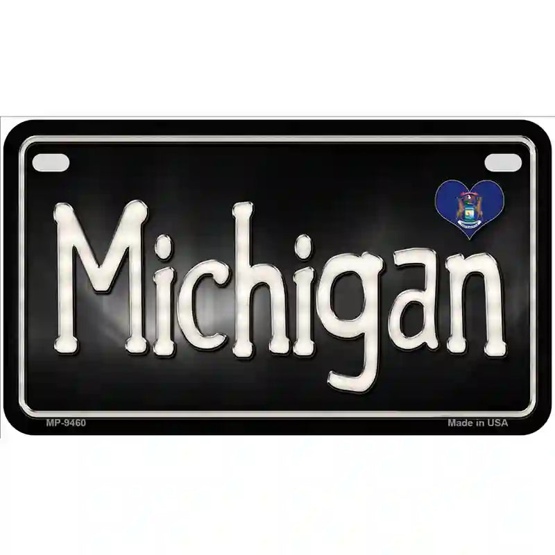 Michigan Flag Script Metal Novelty License Plate 7" x 4" (MP)