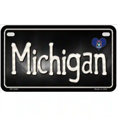 Michigan Flag Script Metal Novelty License Plate 7" x 4" (MP)