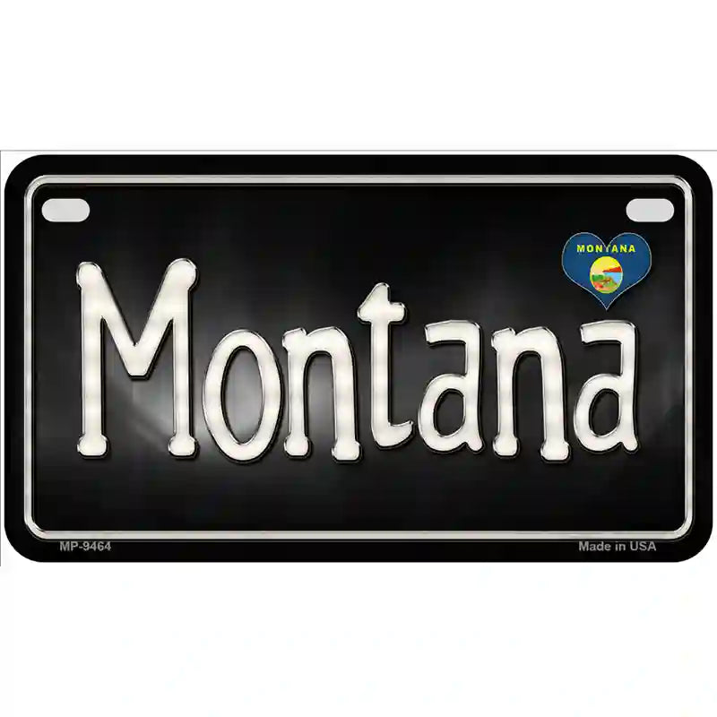 Montana Flag Script Metal Novelty License Plate 7" x 4" (MP)