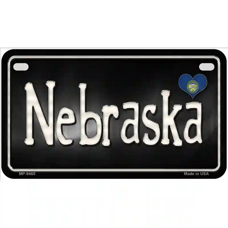 Nebraska Flag Script Metal Novelty License Plate 7" x 4" (MP)