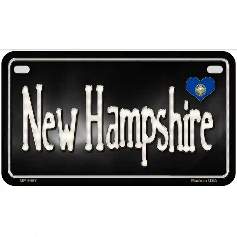 New Hampshire Flag Script Metal Novelty License Plate 7" x 4" (MP)