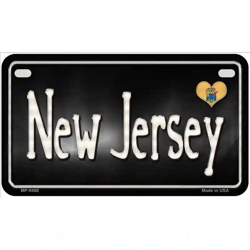 New Jersey Flag Script Metal Novelty License Plate 7" x 4" (MP)