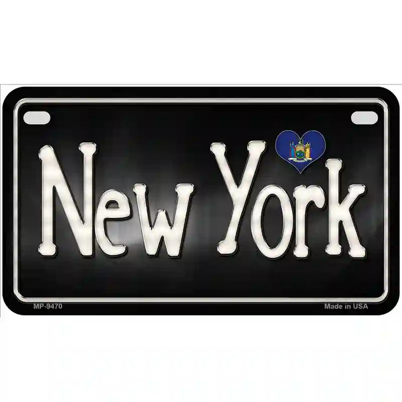 New York Flag Script Metal Novelty License Plate 7" x 4" (MP)