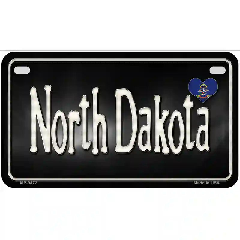 North Dakota Flag Script Metal Novelty License Plate 7" x 4" (MP)