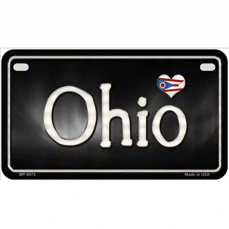 Ohio Flag Script Metal Novelty License Plate 7" x 4" (MP)