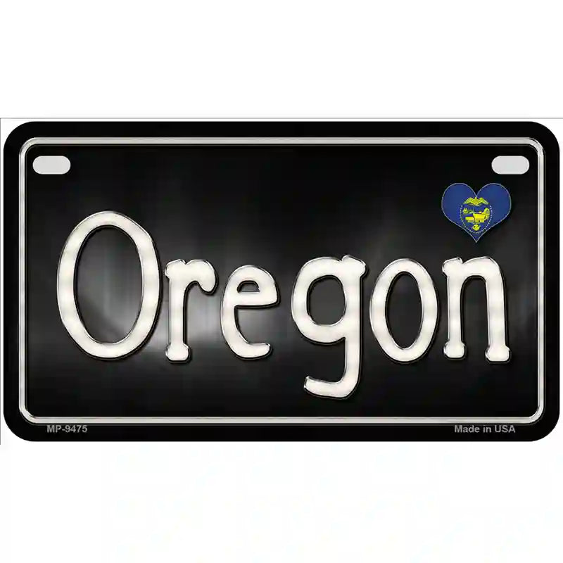 Oregon Flag Script Metal Novelty License Plate 7" x 4" (MP)