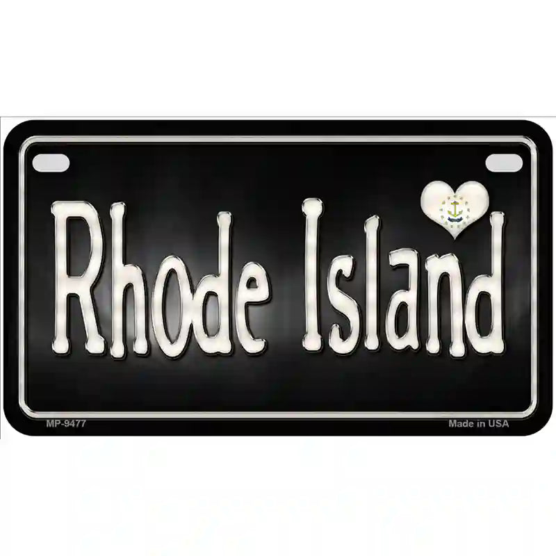 Rhode Island Flag Script Metal Novelty License Plate 7" x 4" (MP)