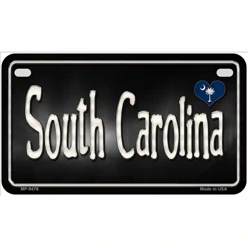 South Carolina Flag Script Metal Novelty License Plate 7" x 4" (MP)