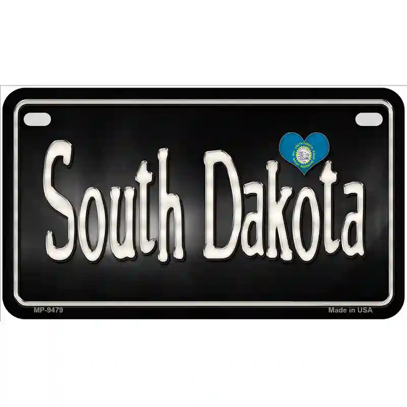 South Dakota Flag Script Metal Novelty License Plate 7" x 4" (MP)