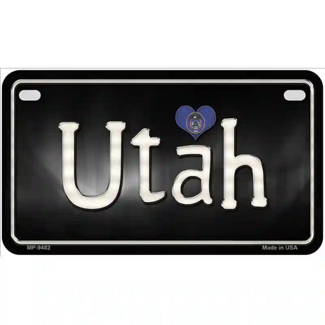 Utah Flag Script Metal Novelty License Plate 7" x 4" (MP)