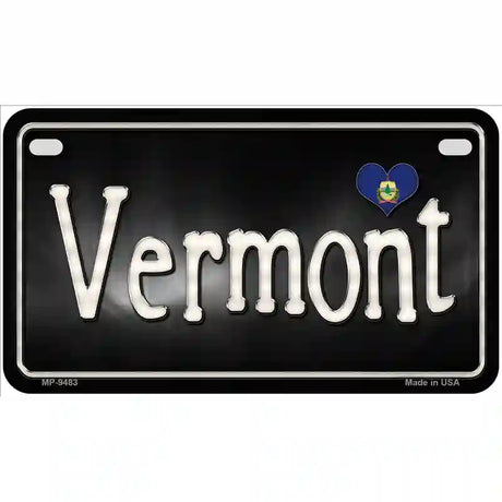 Vermont Flag Script Metal Novelty License Plate 7" x 4" (MP)