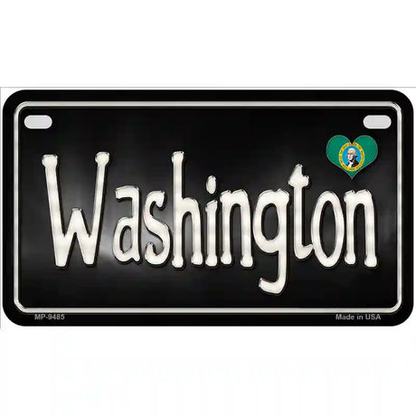 Washington Flag Script Metal Novelty License Plate 7" x 4" (MP)