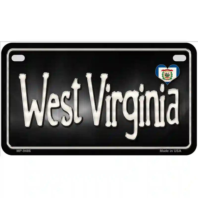 West Virginia Flag Script Metal Novelty License Plate 7" x 4" (MP)