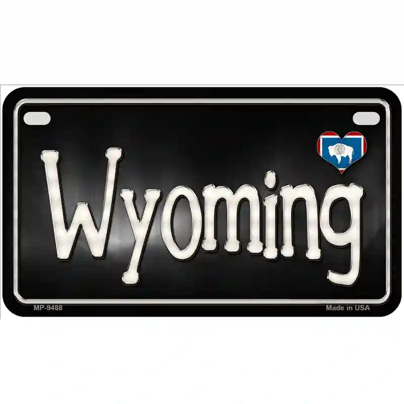 Wyoming Flag Script Metal Novelty License Plate 7" x 4" (MP)