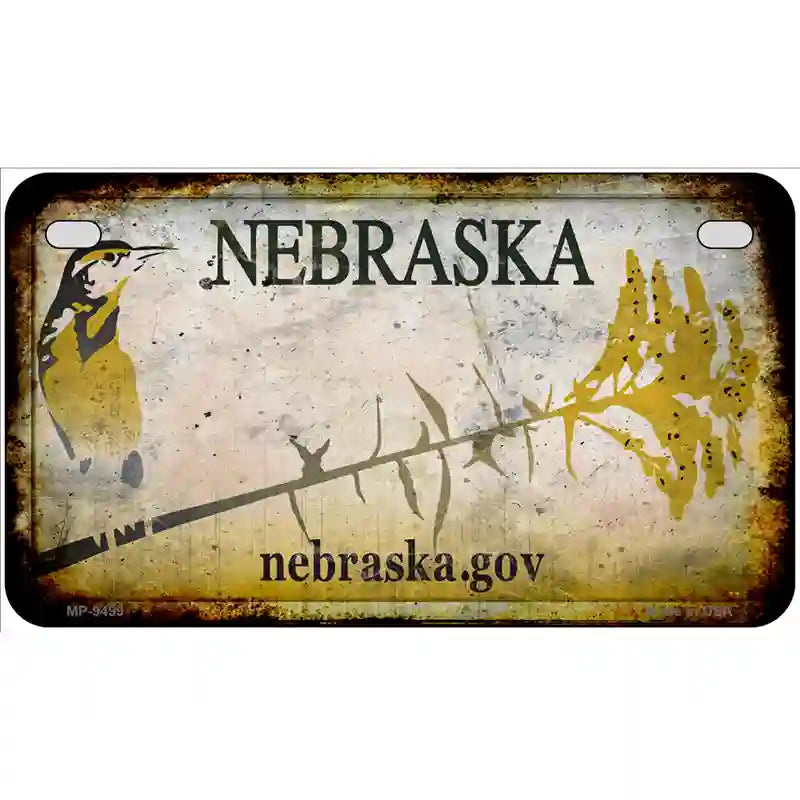 Nebraska Blank Rusty Novelty Metal License Plate 7" x 4" (MP)