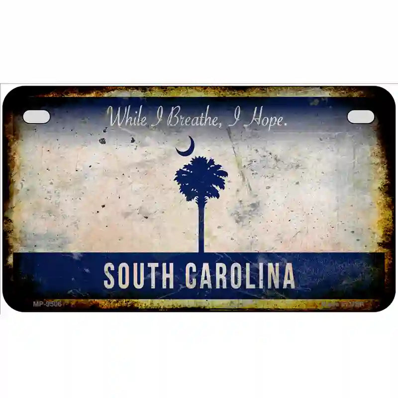 South Carolina Dark Blue Blank Rusty Novelty Metal License Plate 7" x 4" (MP)