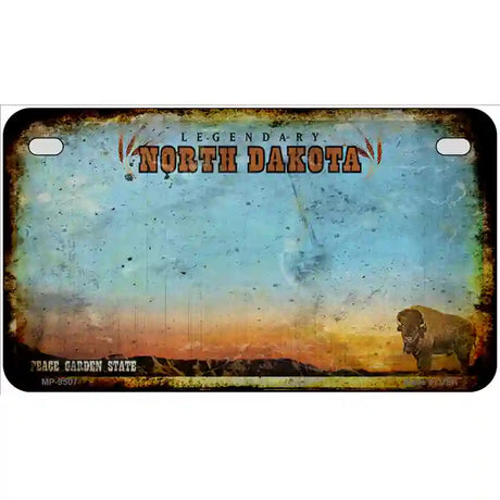 North Dakota Rusty Novelty Metal License Plate 7" x 4" (MP)