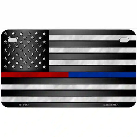 American Flag Police / Fire Novelty Metal License Plate 7" x 4" (MP)