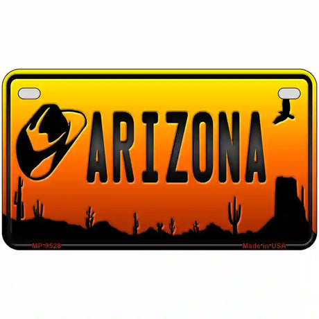 Cowboy Hat Arizona Scenic Novelty Metal License Plate 7" x 4" (MP)