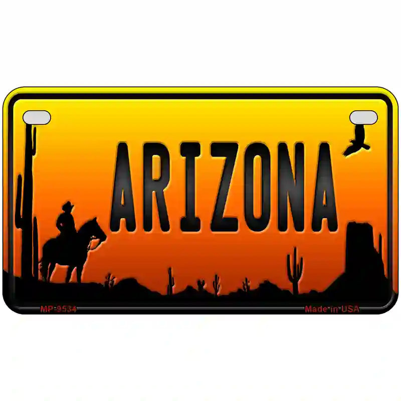 Cowboy Arizona Scenic Novelty Metal License Plate 7" x 4" (MP)