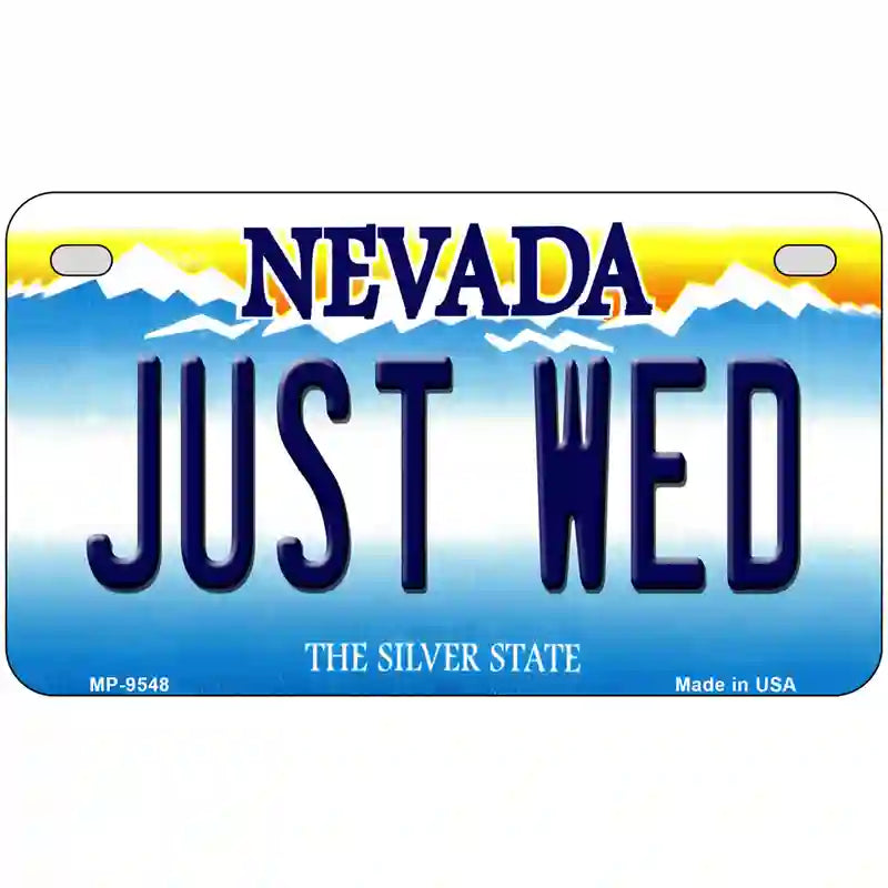 Just Wed Nevada Novelty Metal License Plate 7" x 4" (MP)