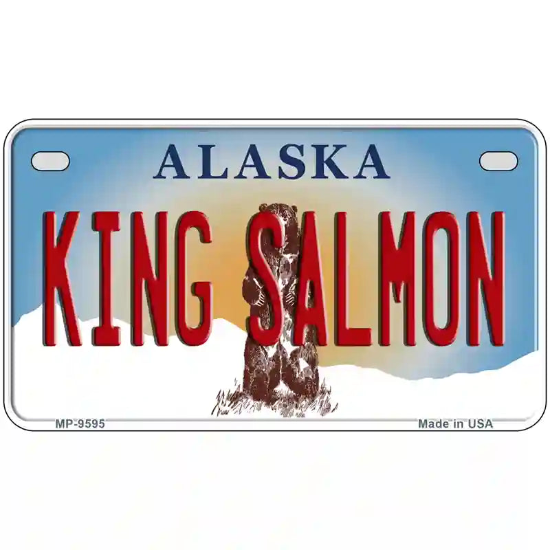 King Salmon Alaska State Novelty Metal License Plate 7" x 4" (MP)