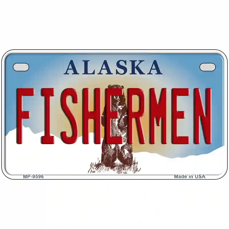 Fishermen Alaska State Novelty Metal License Plate 7" x 4" (MP)