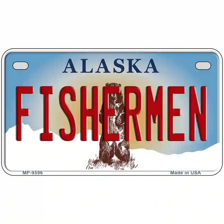 Fishermen Alaska State Novelty Metal License Plate 7" x 4" (MP)