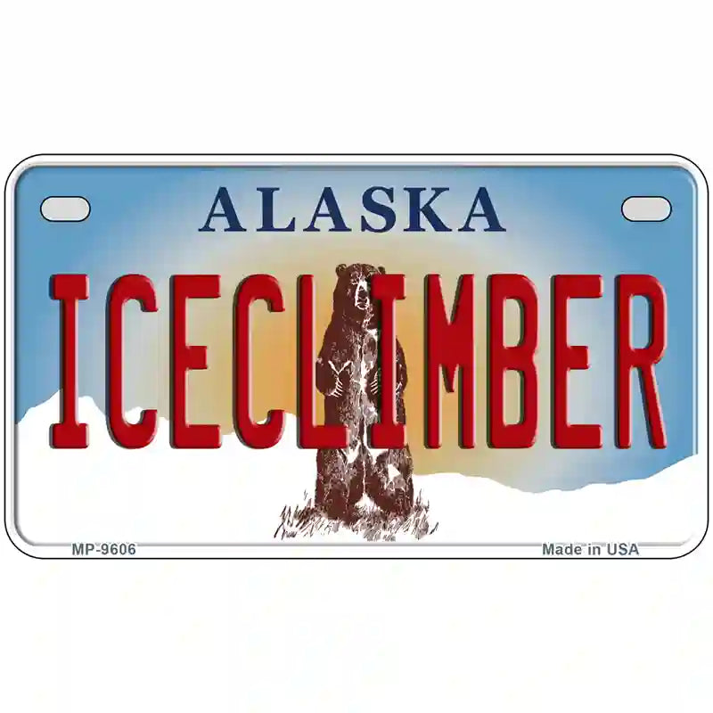 Ice Climber Alaska State Novelty Metal License Plate 7" x 4" (MP)