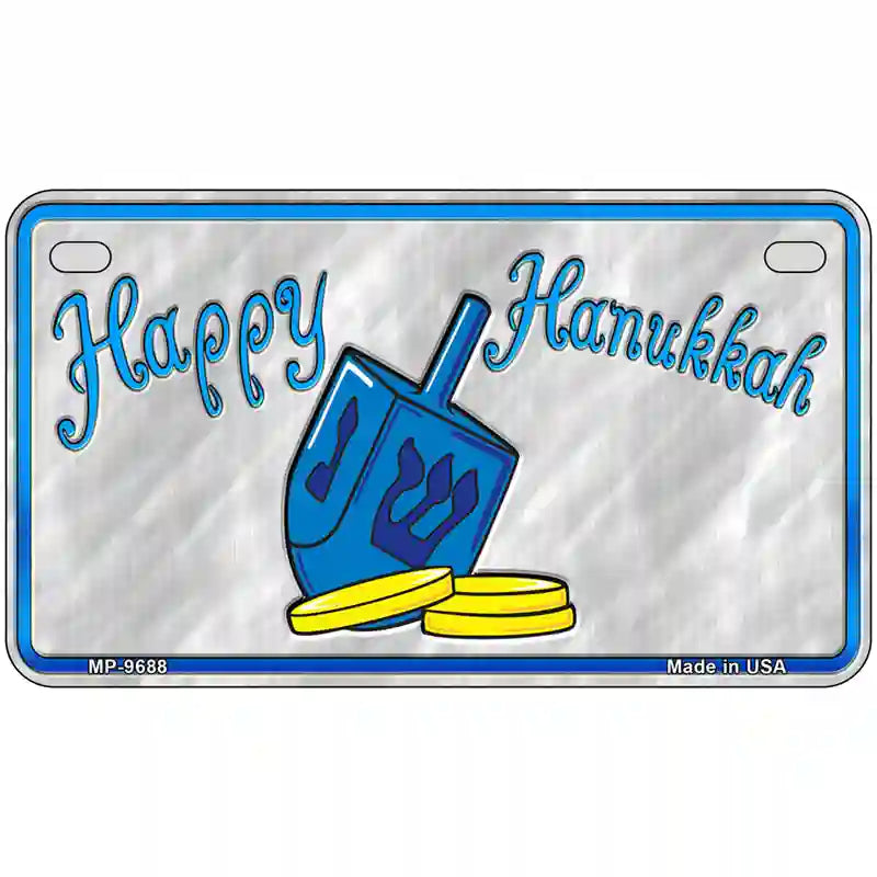 Happy Hanukkah Dreidel Novelty Metal License Plate 7" x 4" (MP)