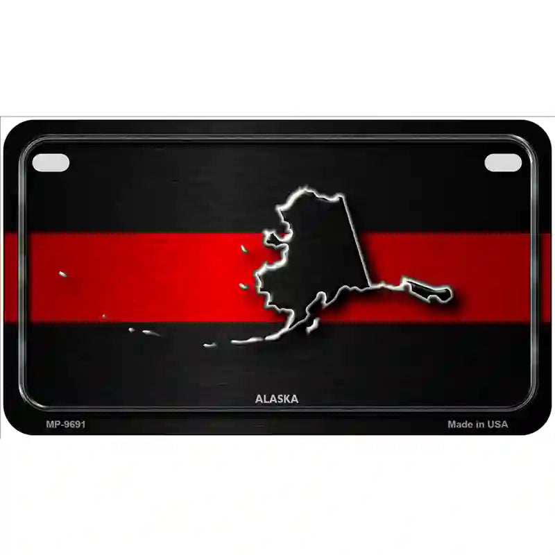 Alaska Thin Red Line Metal Novelty License Plate 7" x 4" (MP)