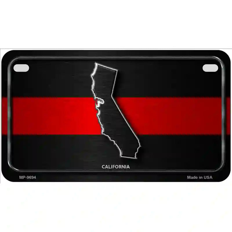 California Thin Red Line Metal Novelty License Plate 7" x 4" (MP)